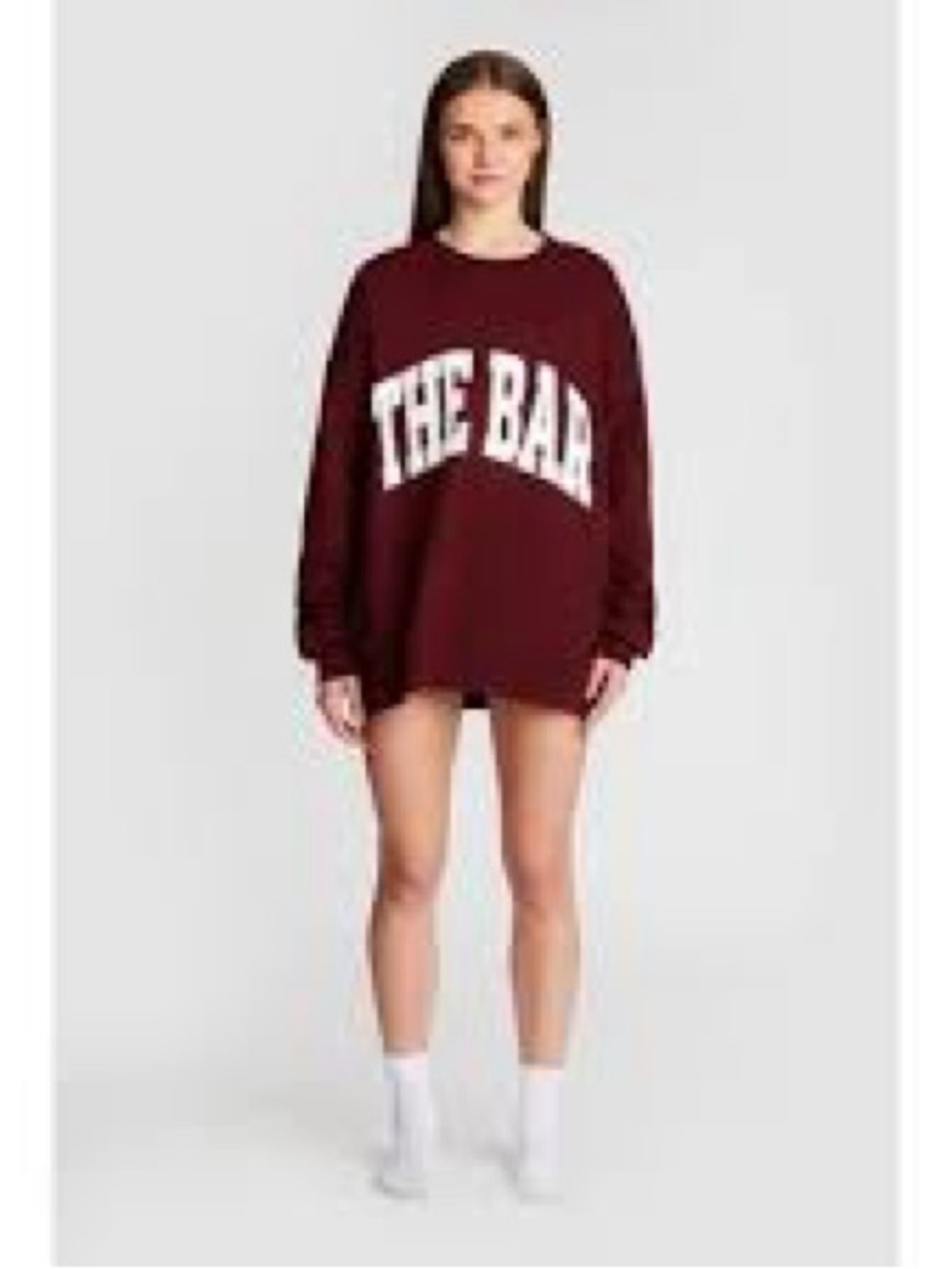 THE BAR Oversized VARSITY SWEATSHIRT MAROON Sz XL